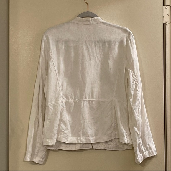 EILEEN FISHER Shaped Short Linen Jacket in White - Picture 2 of 6